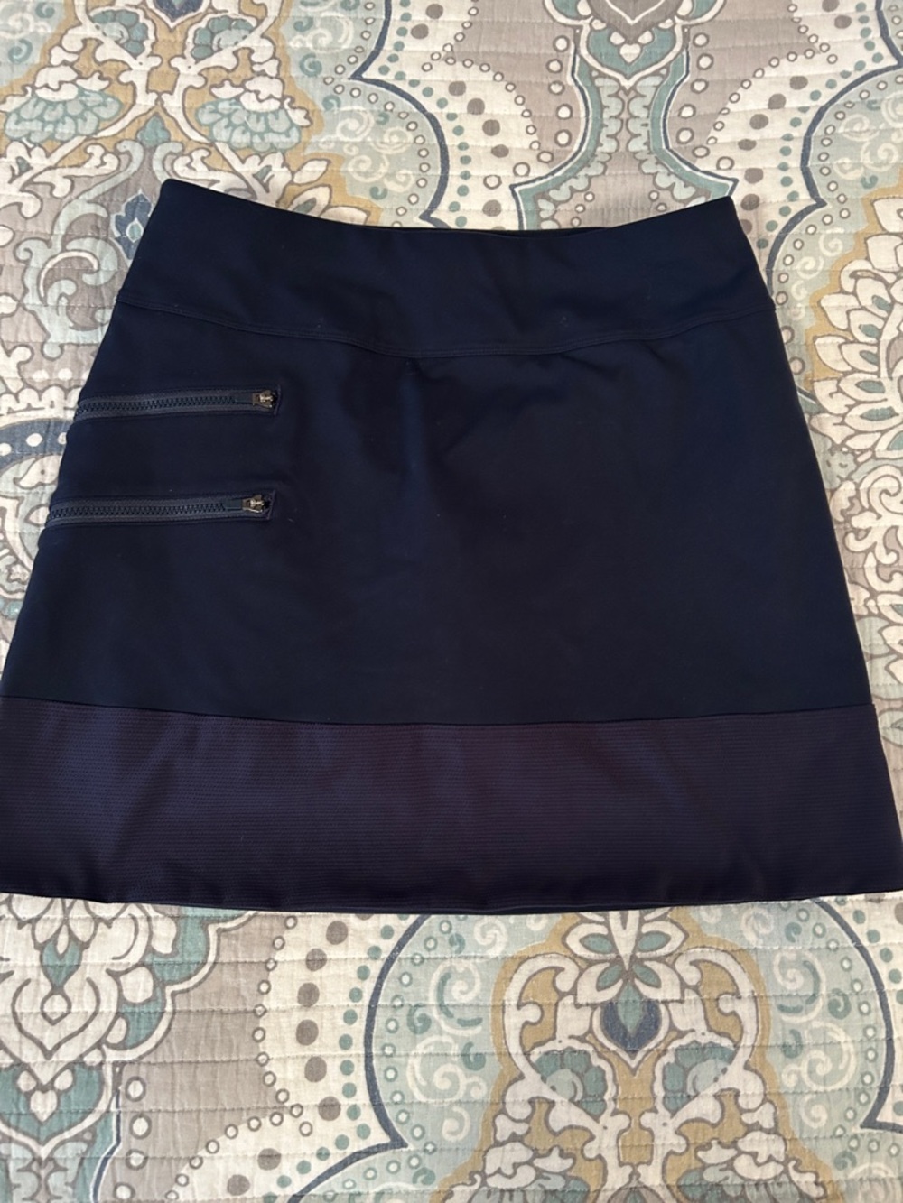 Athleta Navy Tee Time Mini Skort with Zip Accents